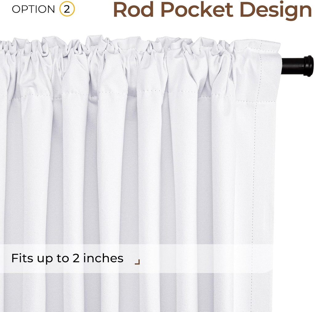 Inovaday 100% Blackout Curtains 96 Inches Length 2 Panels Set, Back Tab/Rod Pocket Linen Black Out Curtains for Bedroom, Thermal Insulated…