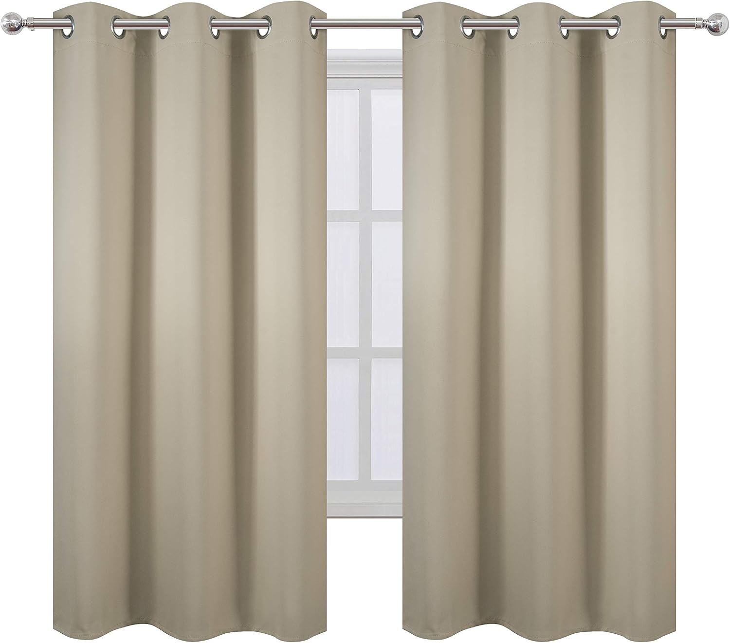 Lemomo Beige Blackout Curtains 34 x 63 Inch Length/Set of 2 Curtain Panels/Thermal Insulated Room Darkening Blackout Curtains for Bedroom 6…