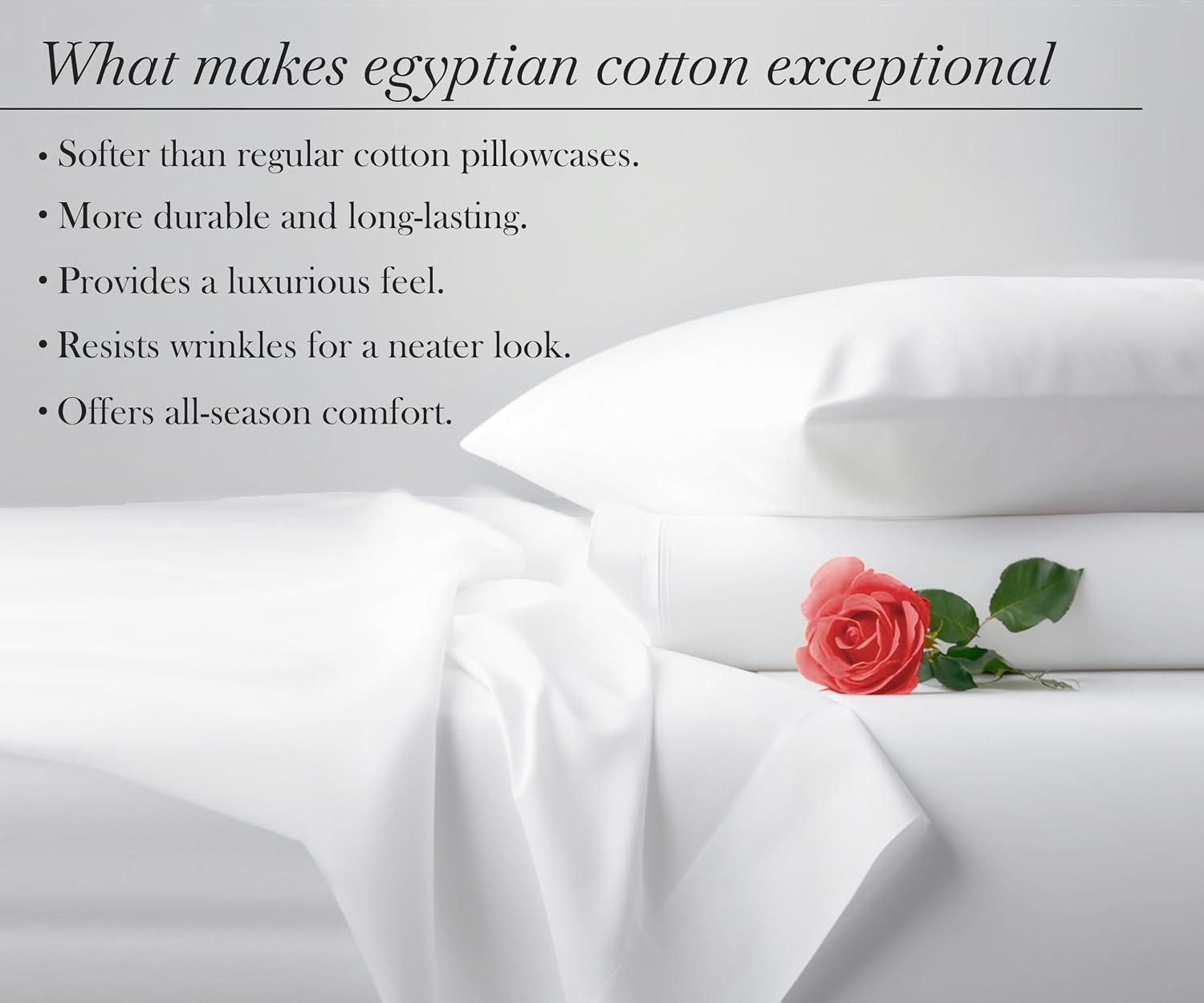 CaliforniaDesignDen California Design Den 100% Egyptian Cotton Pillow Cases Standard Size Set of 2, Sateen Weave, Soft and Breathable Pillo…