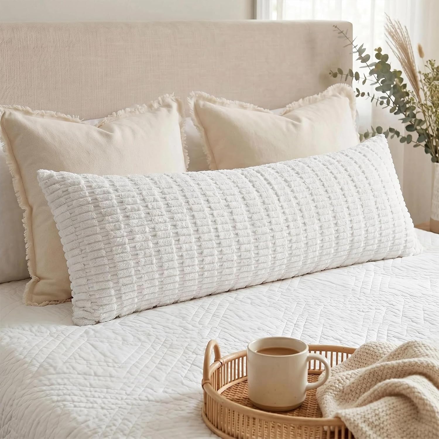 Fancy Homi Decorative Throw Pillow Covers for Bed Couch Bedroom Bench, Soft Corduroy Solid Pillow Case, Rustic Farmhouse Boho Room…