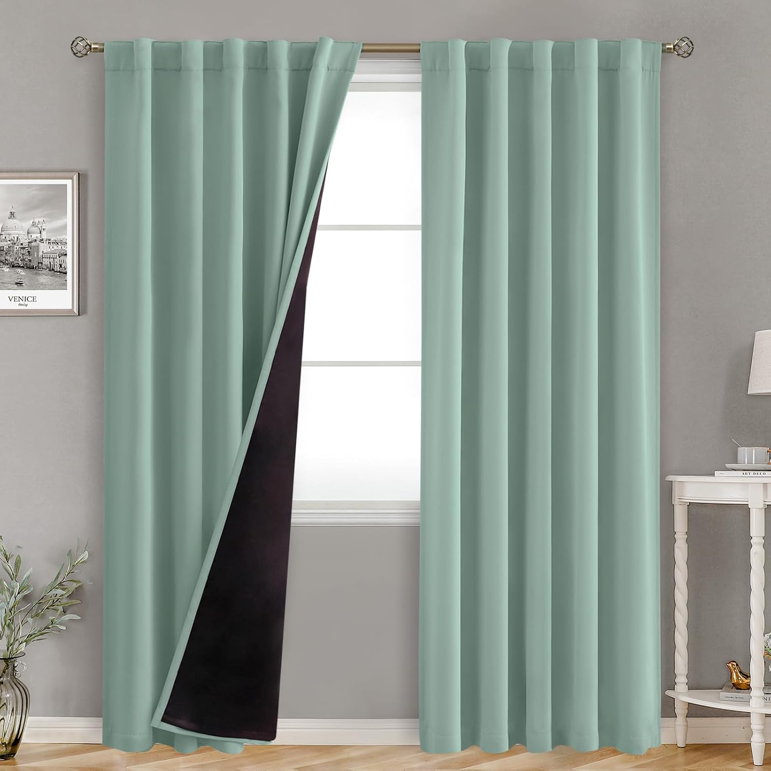 BGment Blackout Curtains with Thermal Insulation Liner Curtains 84 Inches Long, Rod Pocket and Back Tab Double Layer Room Darkening…