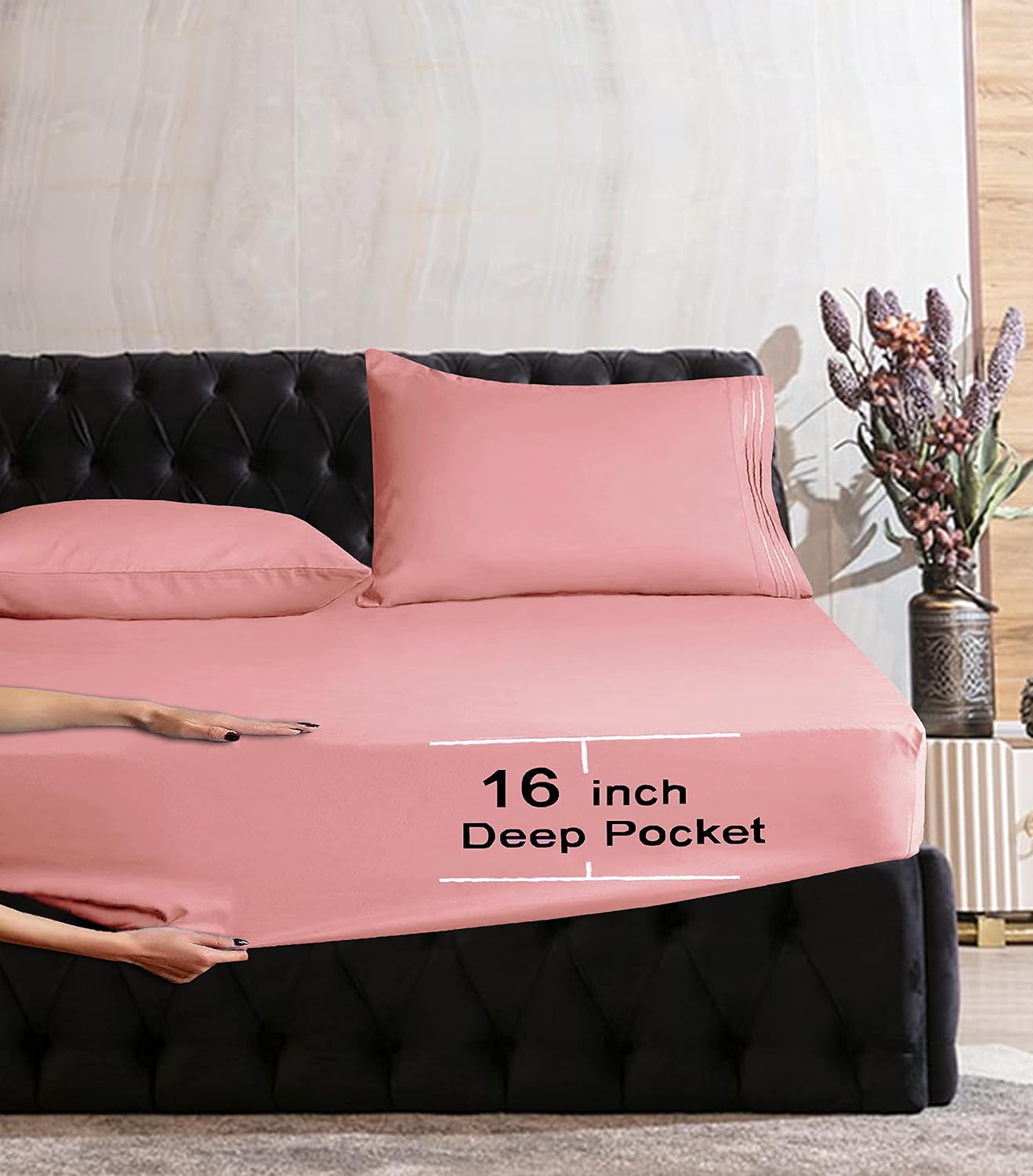 MocassiLuxuryBedding Mocassi Queen Sheet Set - Luxury Hotel 1800 Premier Bedding Sheets & Pillowcases - Ultra Soft Breathable & Cooling Bed…