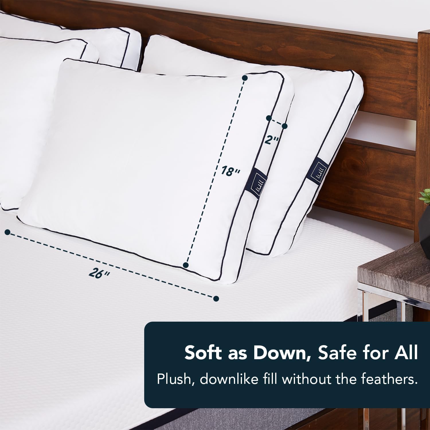 Lull Original 3-Layer Hypoallergenic Pillow — Down Alternative for Neck & Spine Support — Bed Pillows for Sleeping — Cooling, Breathable, M…