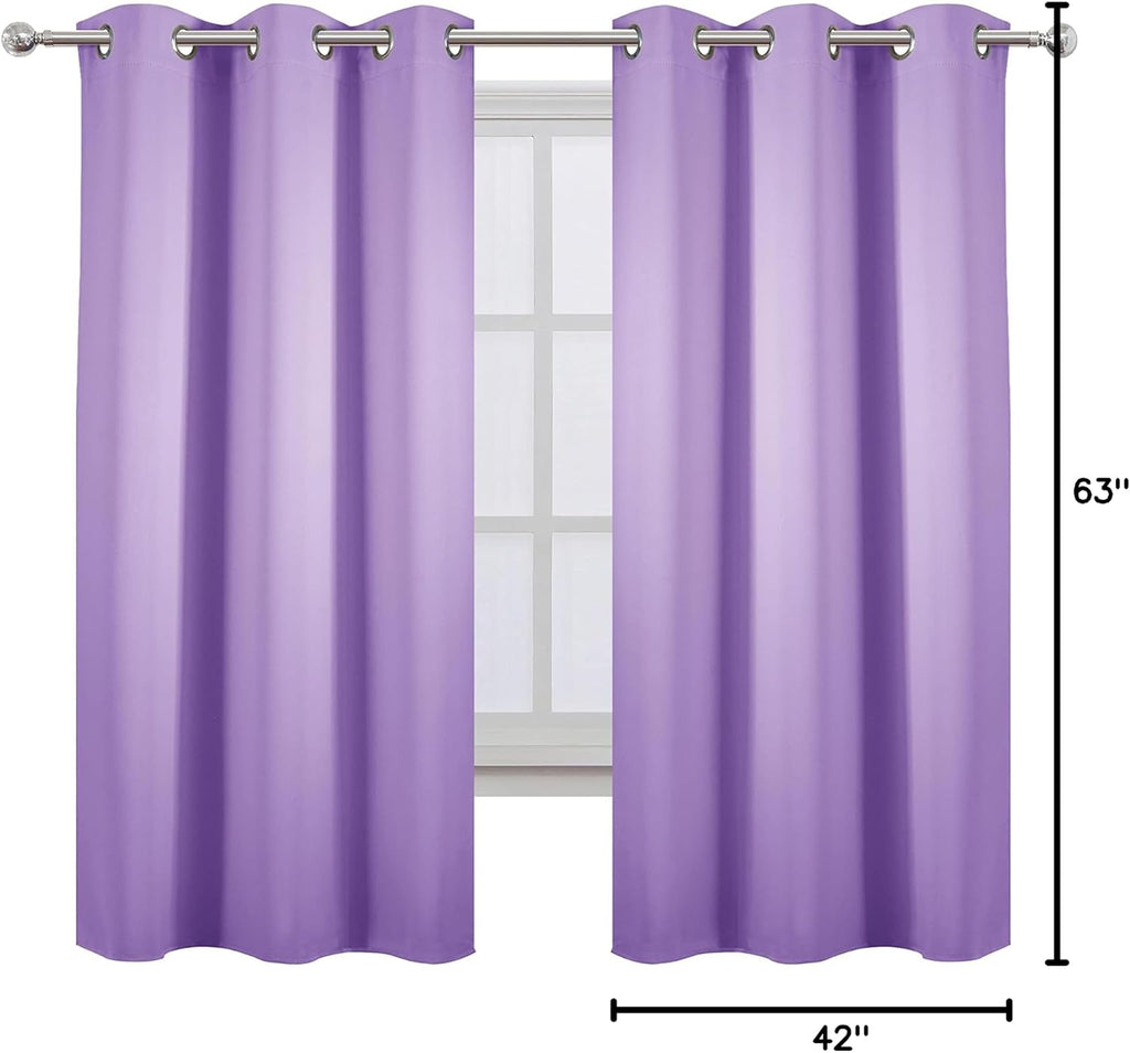Lemomo Lavender Blackout Curtains 42 x 63 Inch Length/Set of 2 Curtain Panels/Thermal Insulated Room Darkening Blackout Curtains for Bedroo…