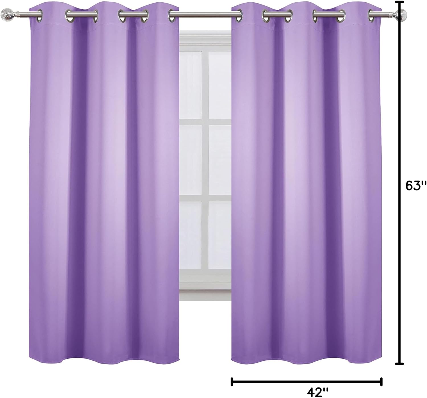 Lemomo Lavender Blackout Curtains 42 x 63 Inch Length/Set of 2 Curtain Panels/Thermal Insulated Room Darkening Blackout Curtains for Bedroo…