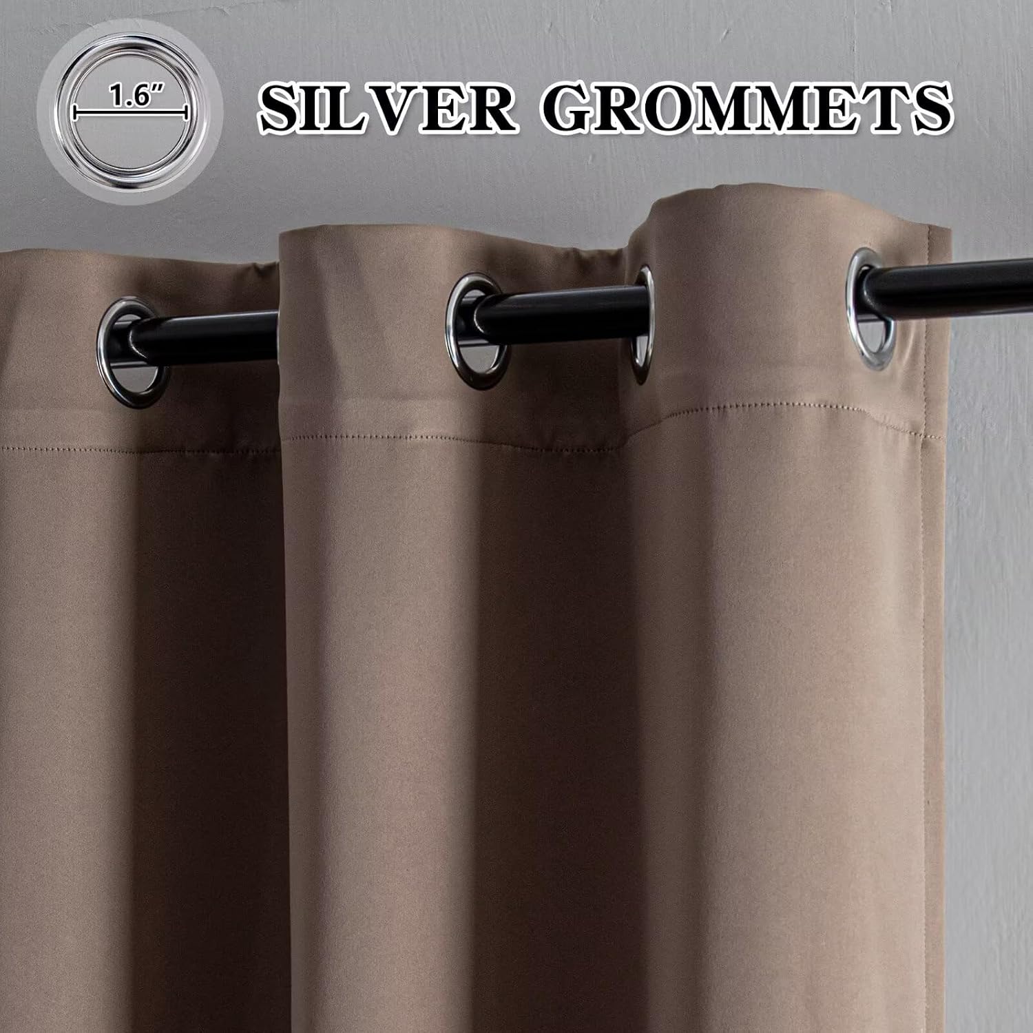 Igemaeve Blackout Curtains 96 Inch Length 2 Panels Set, Black Out Curtains for Bedroom 96 Inch Long, Grommet Energy Saving Room Darkening D…
