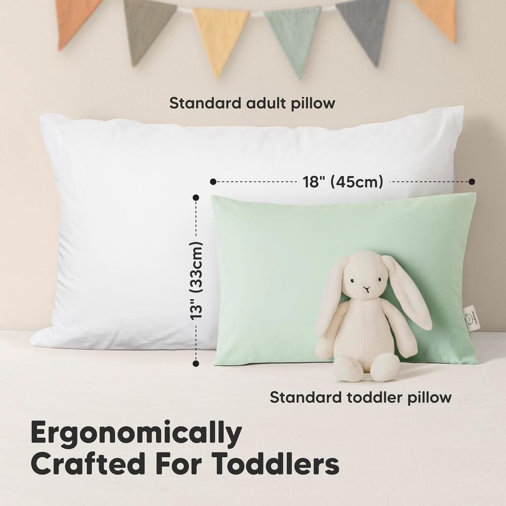 KeaBabies 2-Pack Toddler Pillows 2 Year Old to 5-13x18 Soft Organic Cotton Kids Pillow for Sleeping, Travel, School, Daycare, Nap…