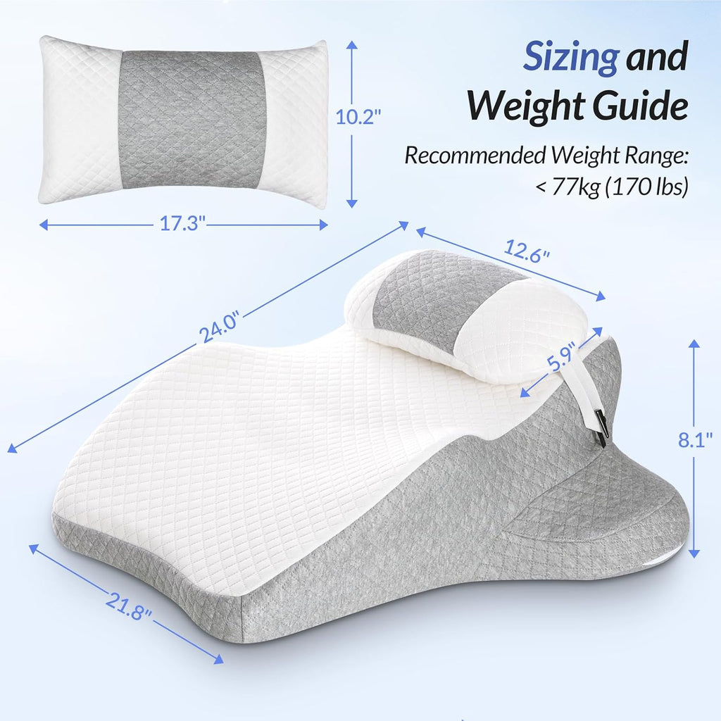 Zikee Ergonomic Multi-Positional Wedge Pillow for Stomach Sleepers, Scientific Zoning Design for Effective Shoulder & Back, Memory Foam Bo…