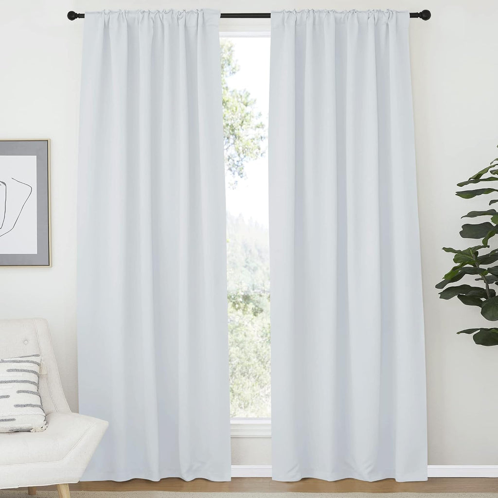Nicetown Living Room Darkening Curtain Drapes - (Cloud Grey) W52 x L84, Set of 2, Room Darkening Window Treatment Drapery Panels Grey