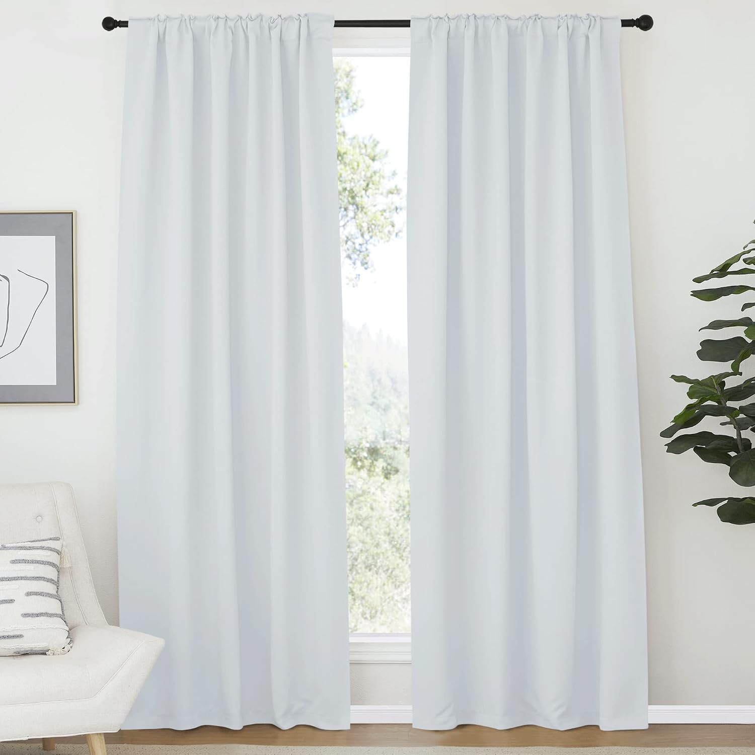 Nicetown Living Room Darkening Curtain Drapes - (Cloud Grey) W52 x L84, Set of 2, Room Darkening Window Treatment Drapery Panels Grey