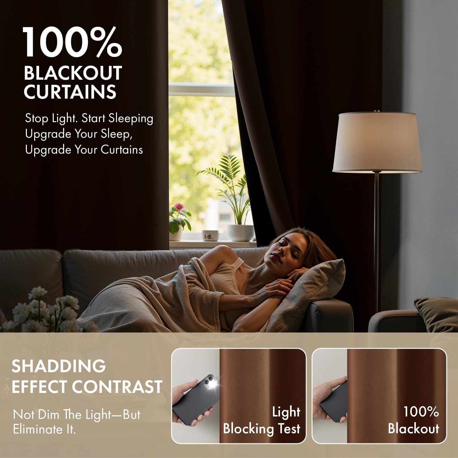 Miulee 100% Blackout Curtains for Bedroom 96 Inch Long, 2 Thick Layers Thermal Insulated Black Out Window Curtains with Black Liner, Gromme…