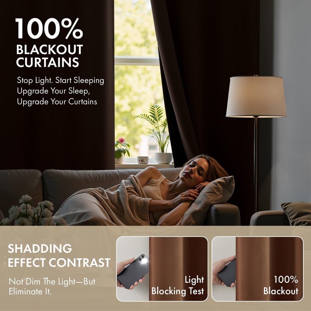 Miulee 100% Blackout Curtains for Bedroom 45 Inch Length, 2 Thick Layers Thermal Insulated Short Window Curtains with Black Liner, Noise Re…