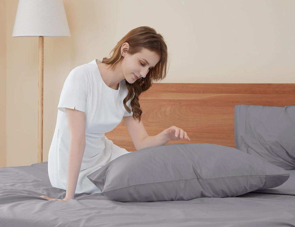 Sunflower King Pillowcases Set of 2, 100% Cotton King Pillow Cases 2, 20×40 inches Frost Gray, Soft and Breathable