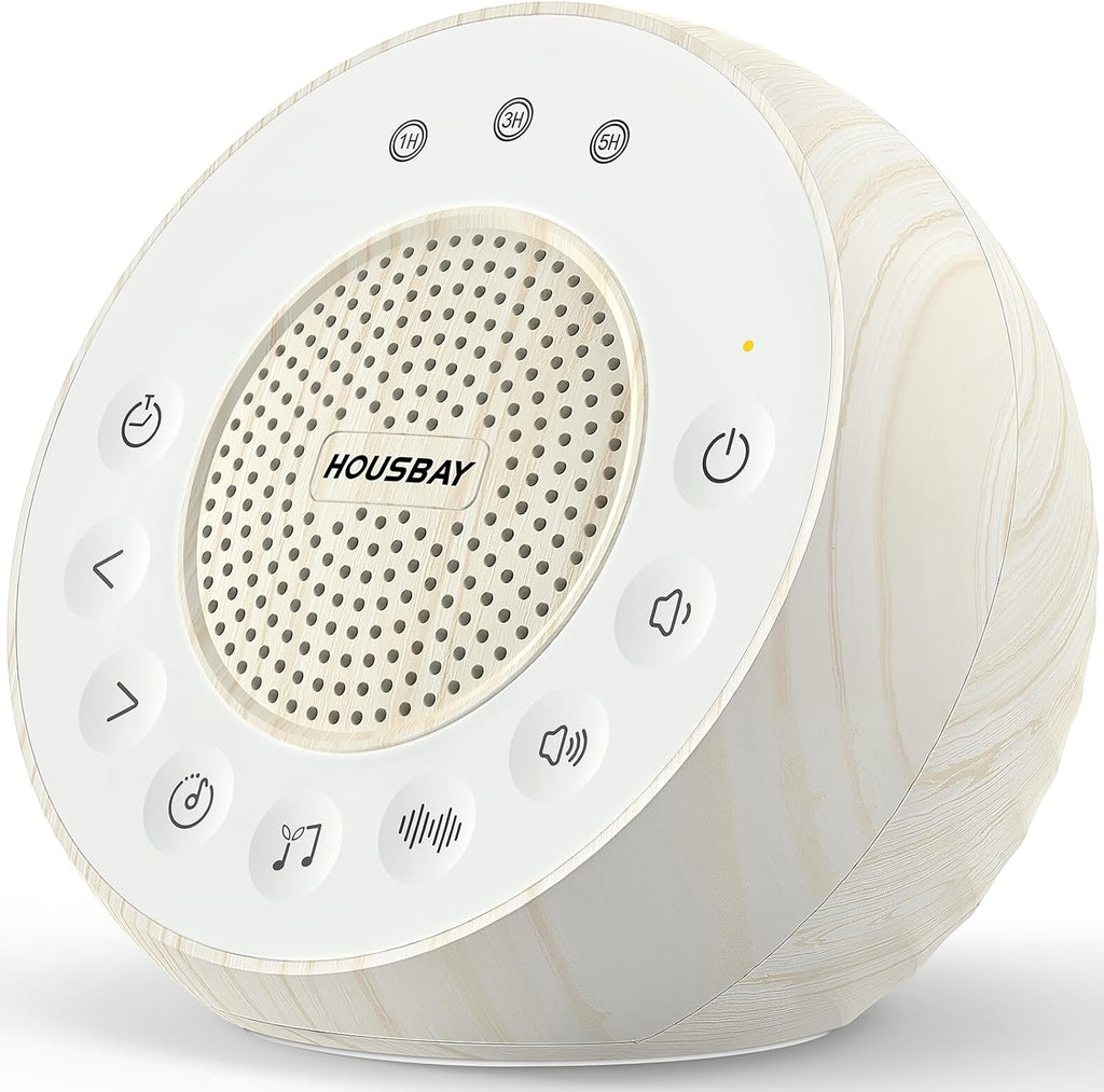 Housbay White Noise Sound Machine for Sleeping, 35 Soothing Sounds, Small Sleep Machine for Adults, Wood Grain Design for Bedroom & Noise…