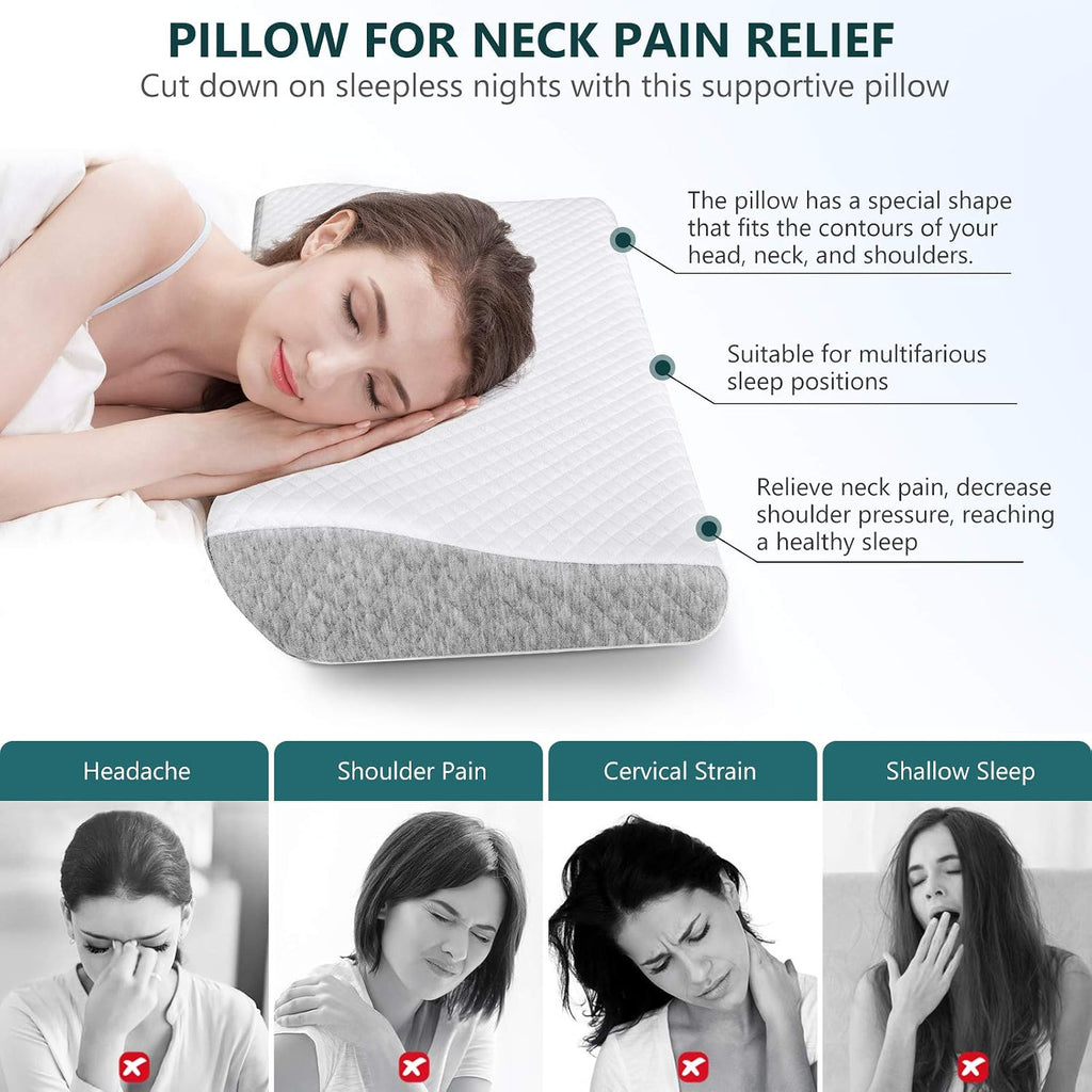 Zamat Contour Memory Foam Pillow for Neck, Adjustable Ergonomic Cervical Pillow for Sleeping, Orthopedic Neck Pillow with Washable Cover,…
