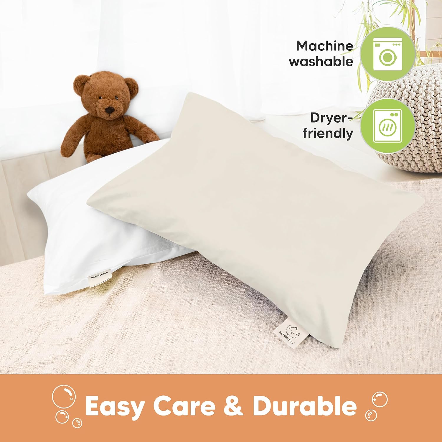 KeaBabies 13 x18 Toddler Pillowcase, Waterproof - Soft Waterproof Toddler Pillow Protector Cover for Kids, Boys, Girls, Durable Machine…