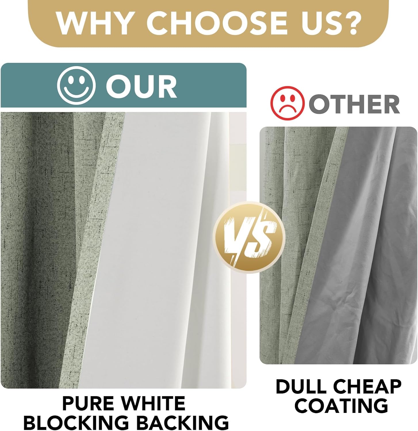H.VERSAILTEX Linen Blackout Curtains Durable Thick Textured Linen Look 100% Blackout Patio Door Curtain Anti Rust Grommet Extra Wide…