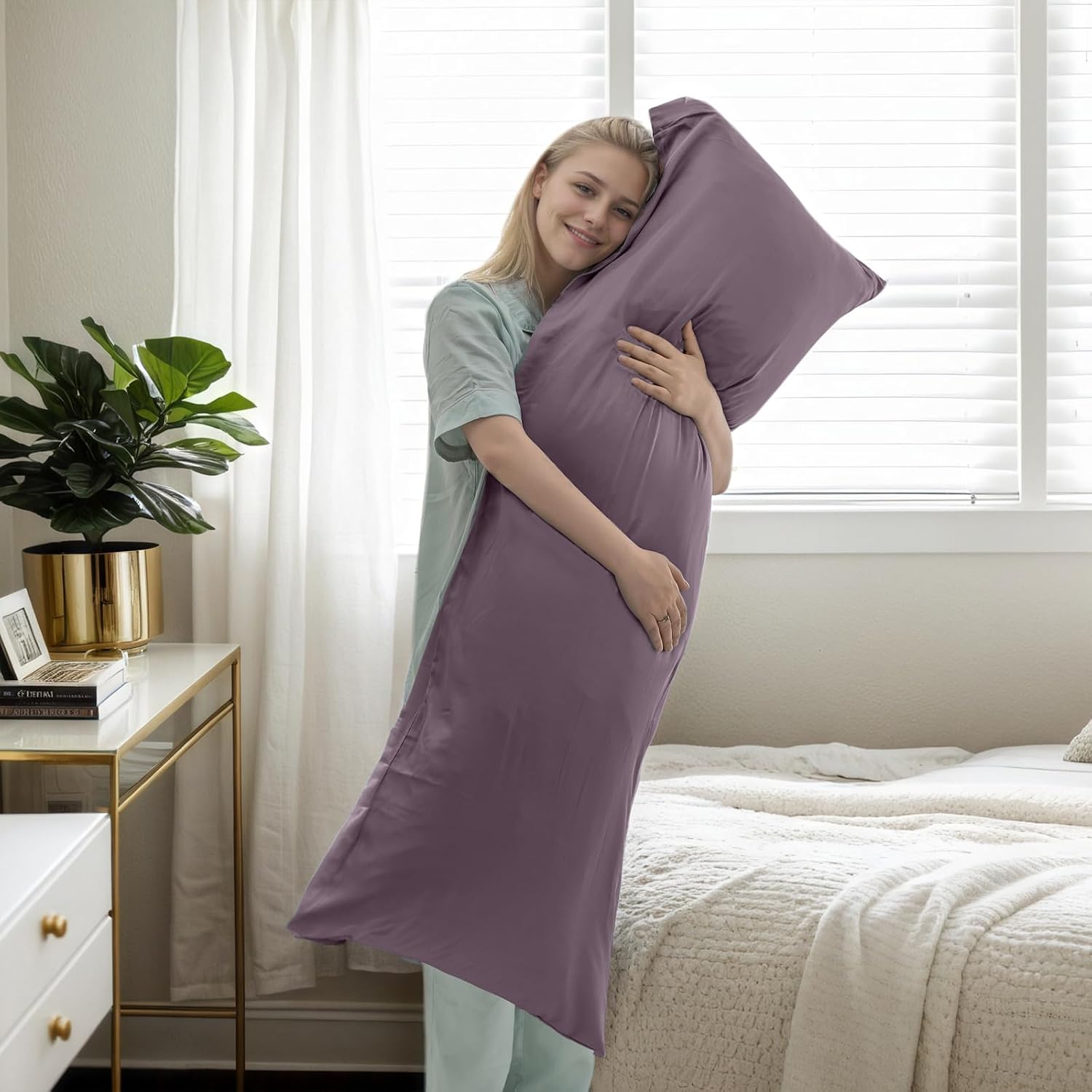 Body Cooling Pillow Cases Cover, Bamboo Rayon Body Pillowcases with Zipper Closure, Cool & Breathable Pillow Case for Hot Sleepers and…