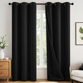 Miulee Black 100% Blackout Curtains for Bedroom 72 Inch Long, 2 Thick Layers Thermal Insulated Full Blackout Window Curtains with Black Lin…