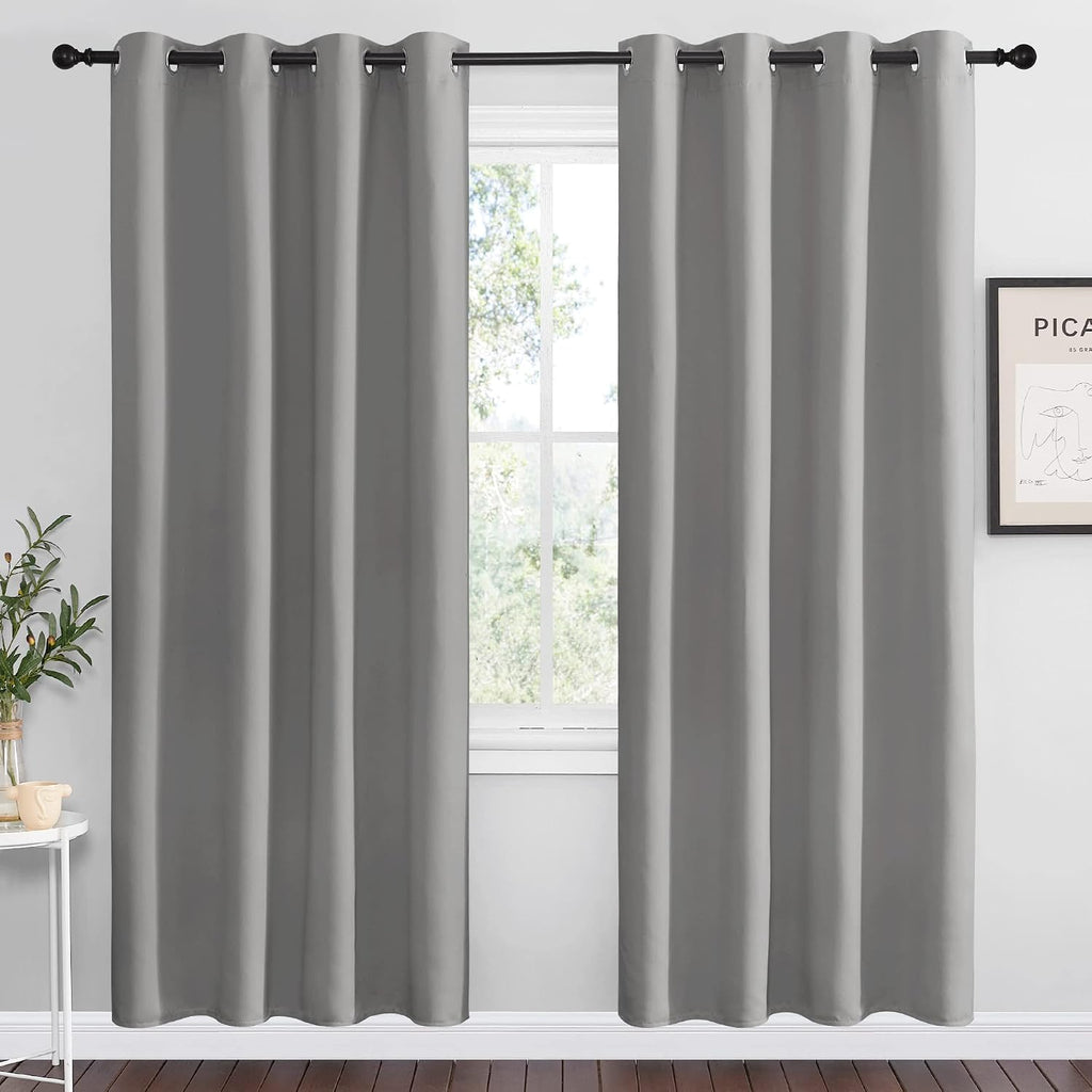 Nicetown Silver Grey Room Darkening Curtain Panels 78" Long for RV, Play Room, Studio, Heat Block Out and Keep Warm Drapes Window Treatment…