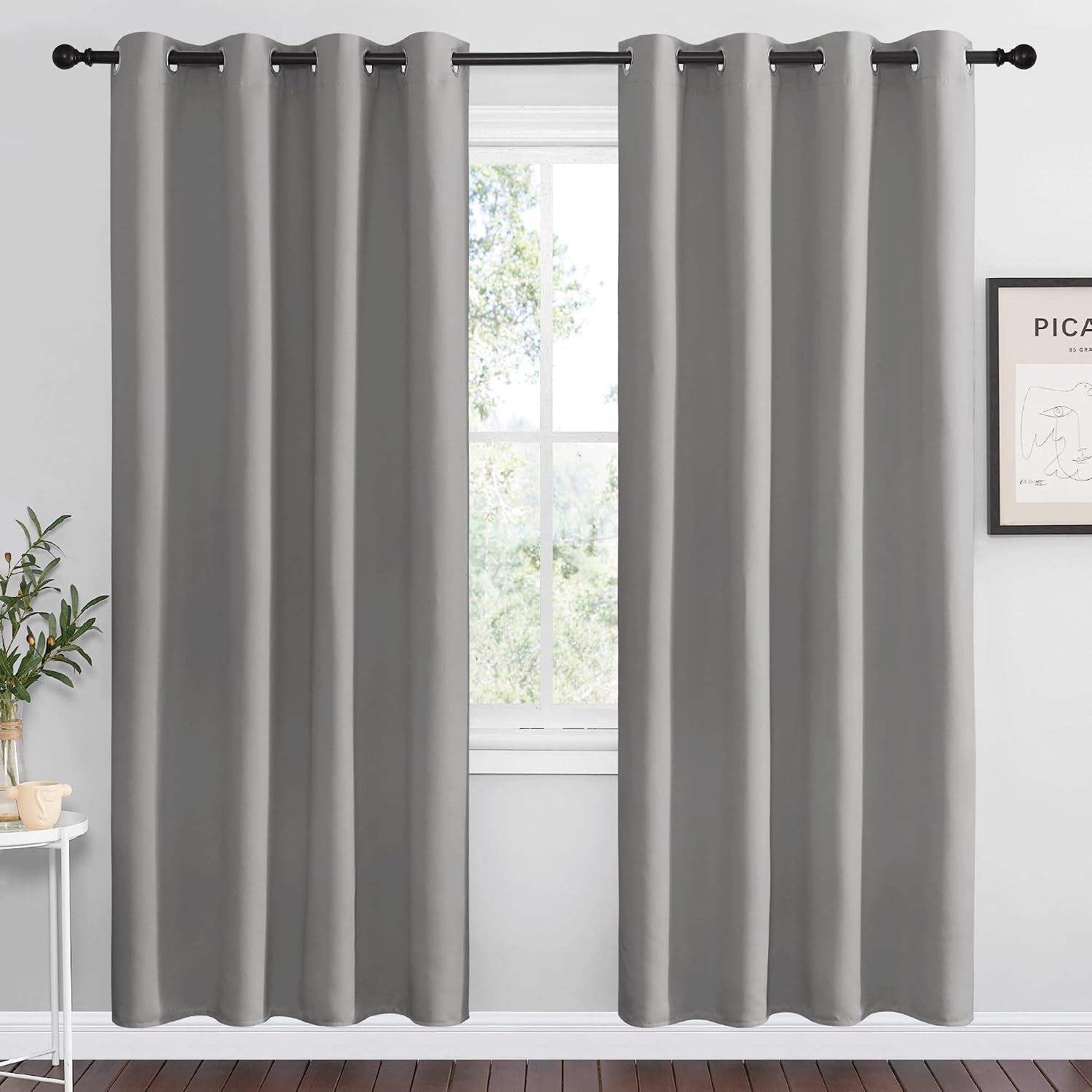 Nicetown Silver Grey Room Darkening Curtain Panels 78" Long for RV, Play Room, Studio, Heat Block Out and Keep Warm Drapes Window Treatment…