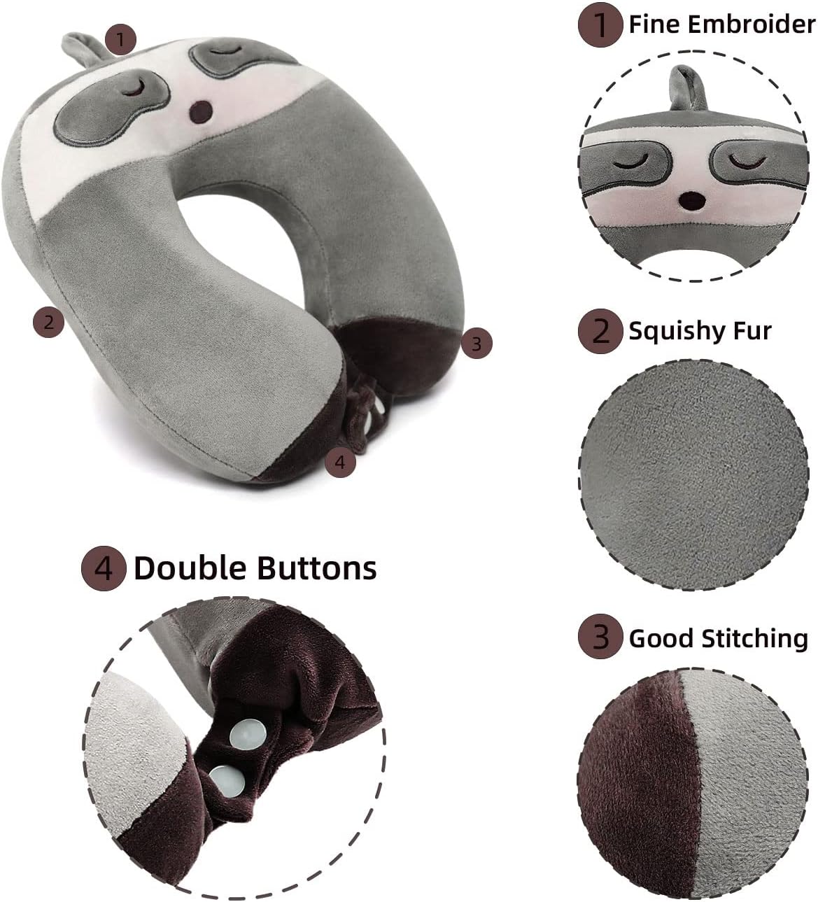 NiuniuDaddy Niuniu Daddy Sloth Kids Neck Pillow for Traveling, 100% Memory Foam Soft Travel Pillow, Airplane Travel Road Trip Essential for…