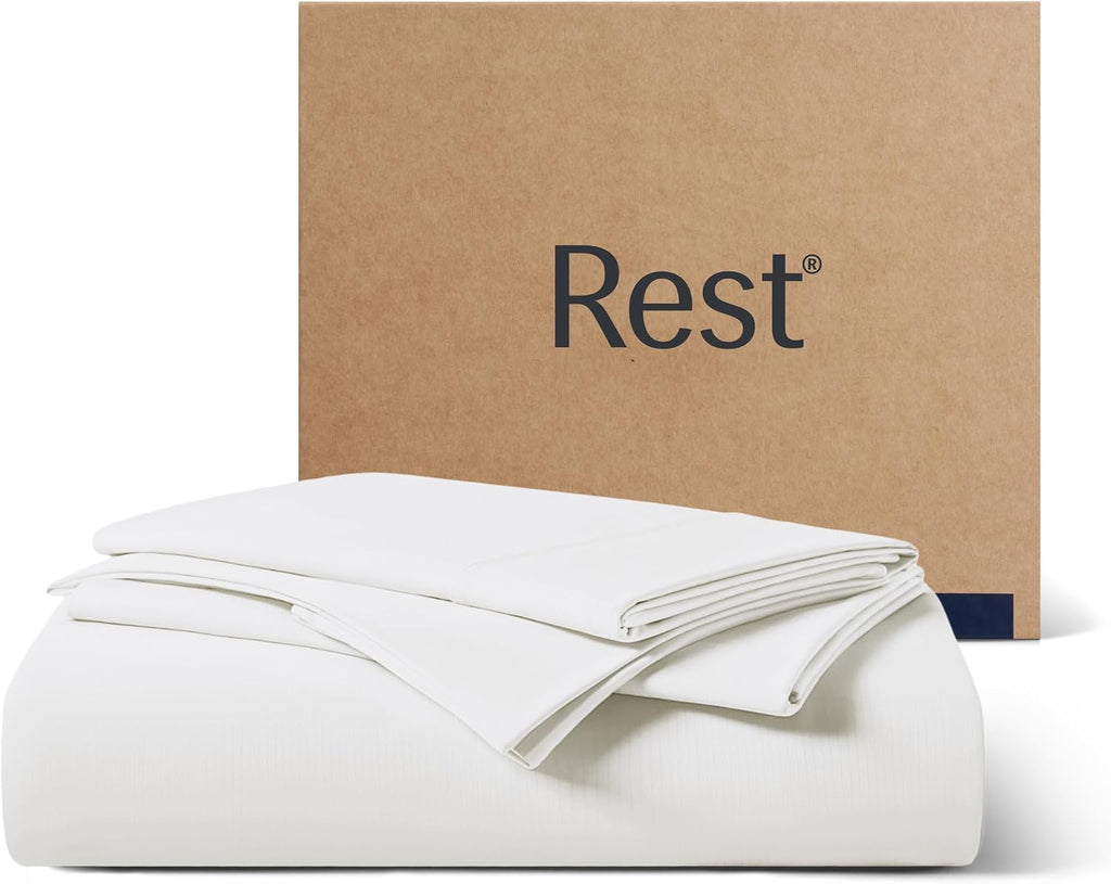 Rest ® Evercool®+ Starter Sheet Set, King, White, Breathable Bed Sheets for Hot Sleeper and Night Sweats, with Pillowcases, with Ionic+ Sel…