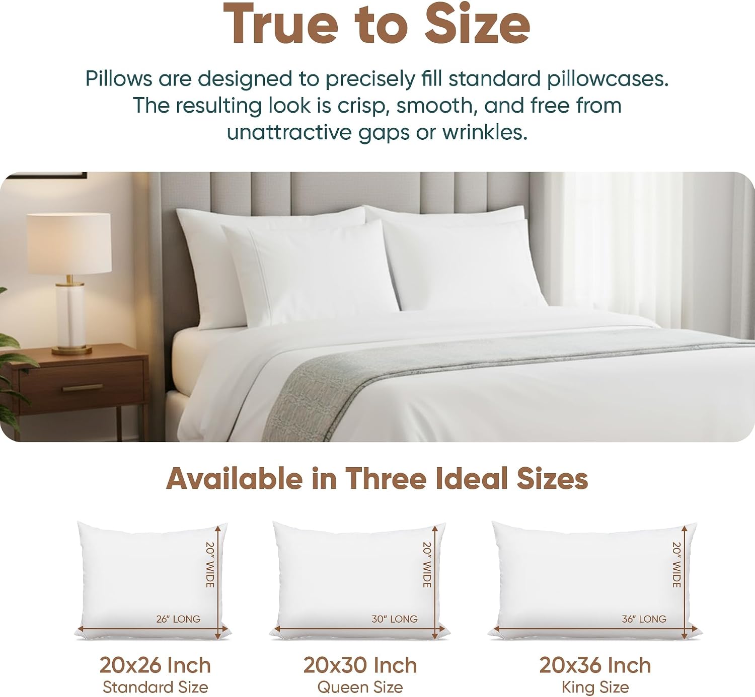 Pillowflex Synthetic Down Sleeping Pillows - King Size - Medium Firmness for Back, Side & Stomach Sleepers - Ideal for King, & California K…