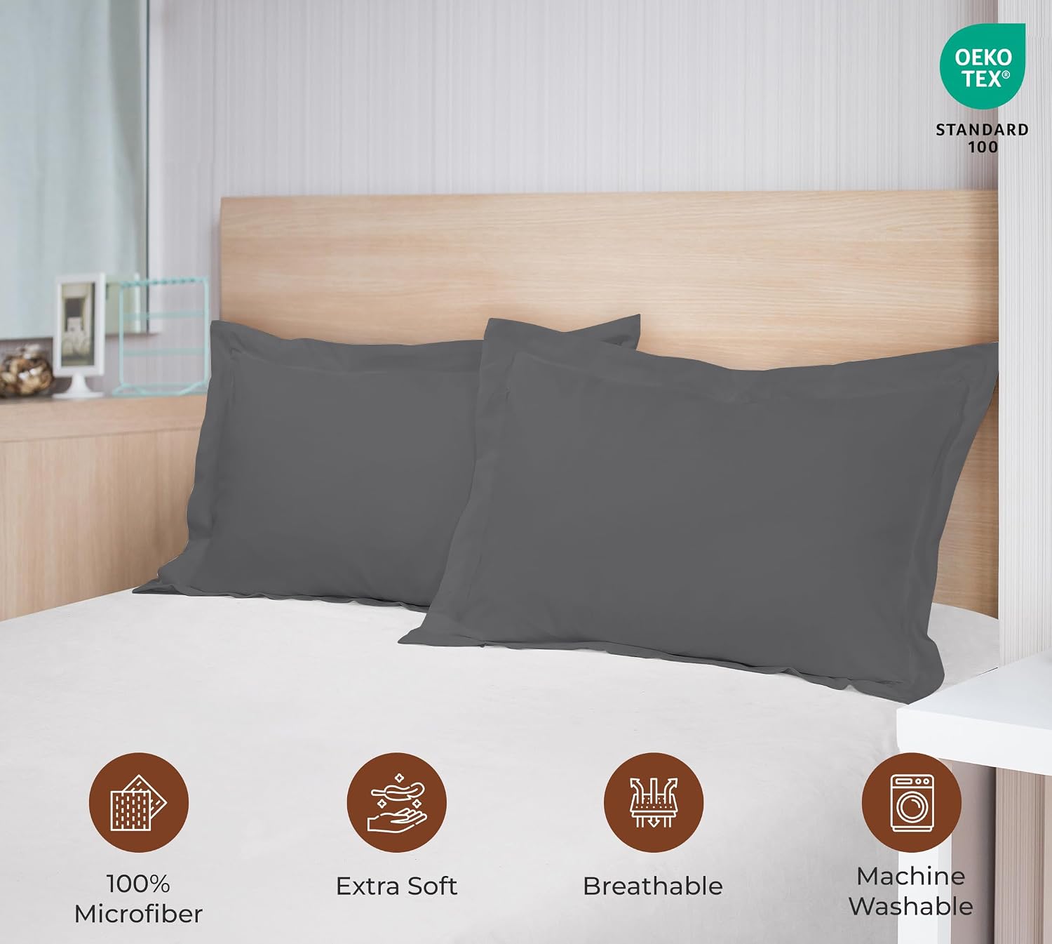 Royalelinens Royale Linens Pillow Shams 2 Pack Euro Size 26x26 Inch - Brushed 1800 Microfiber - Bed Pillow Shams, Wrinkle Resistant Super S…