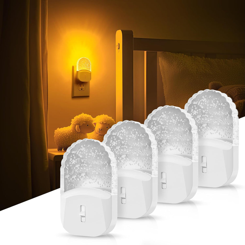 DORESshop Led Night Lights Plug into Wall, 4 Packs Amber Dimmable Dusk to Dawn Night Light for Bedroom, Kids Room, Bathroom