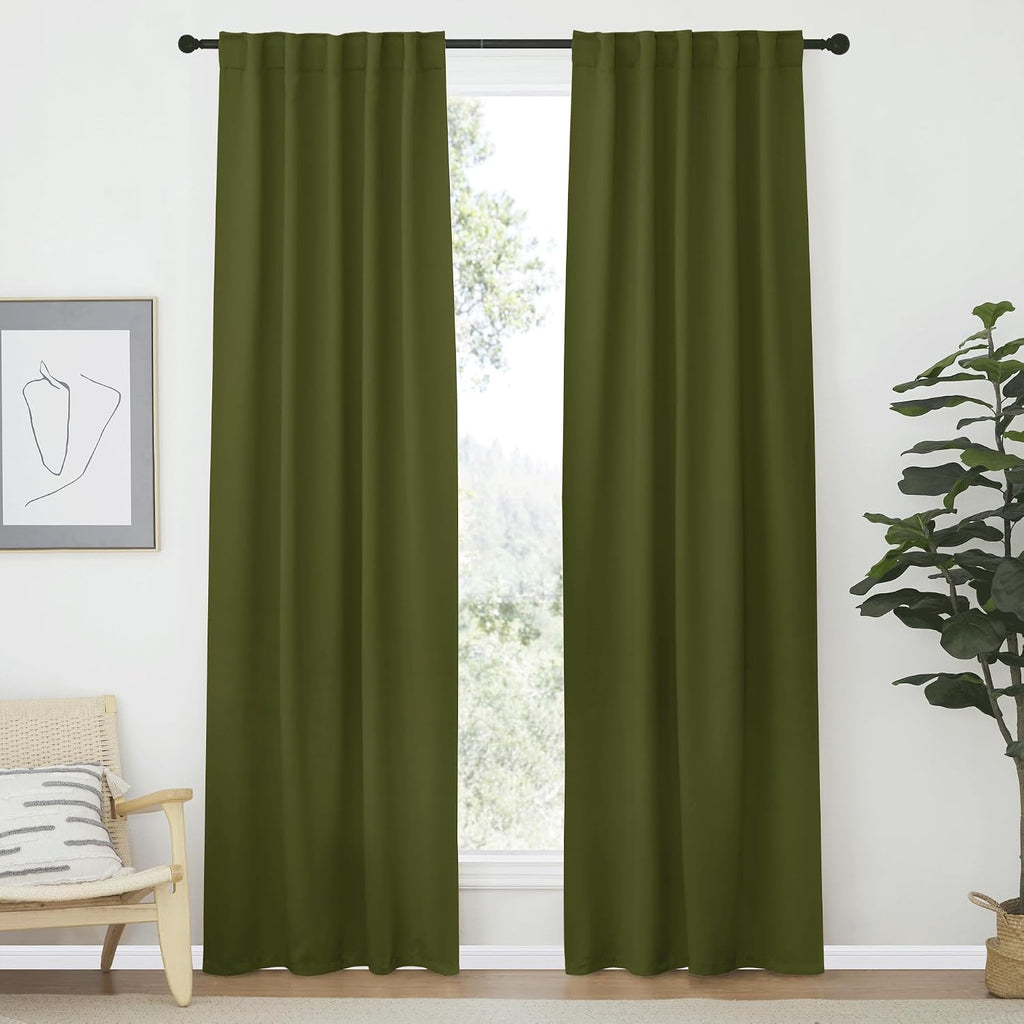 Nicetown Living Room Darkening Curtains - (Olive Green Color) W42 x L70, Set of 2, Home Decor Room Darkening Thermal Insulated Drapery Pane…