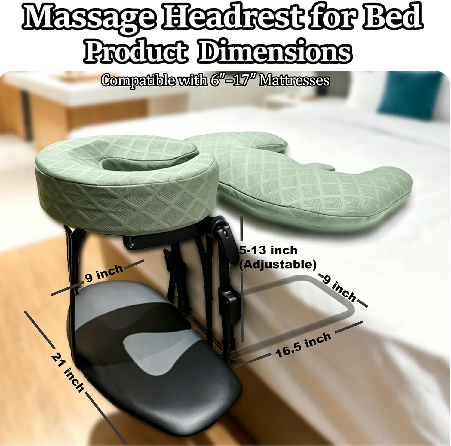 Qittoci Massage Headrest for Bed – Adjustable Face Cradle with Arm Rest, Memory Foam Pillow & Home Massage Kit. Ideal for Bedside Ma…