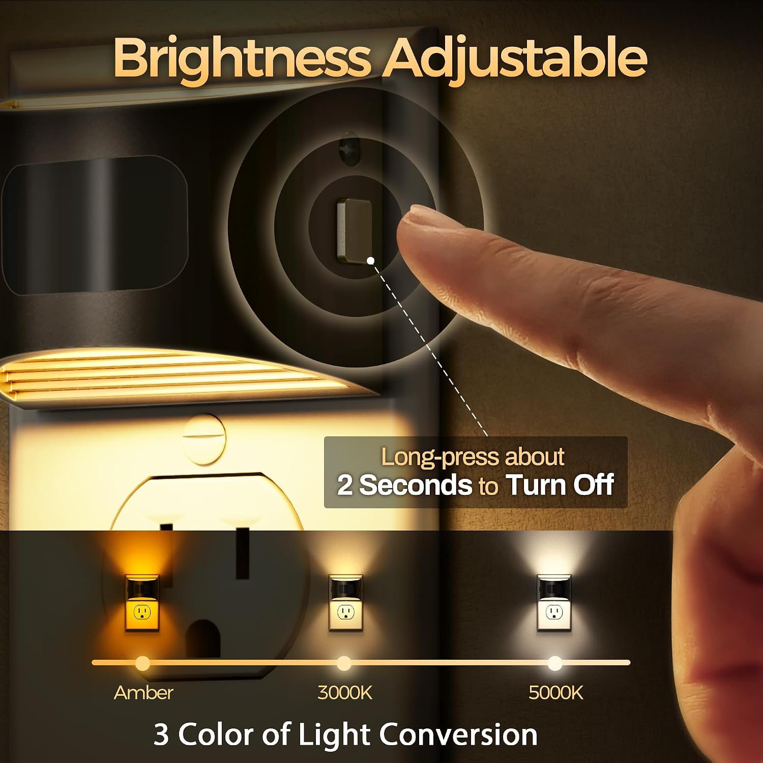DORESshop LED Night Light[4 Pack], Night Lights Plug into Wall, 3 Color Temperatures Plug in Night Light with Motion Sensor, Dusk to Dawn S…