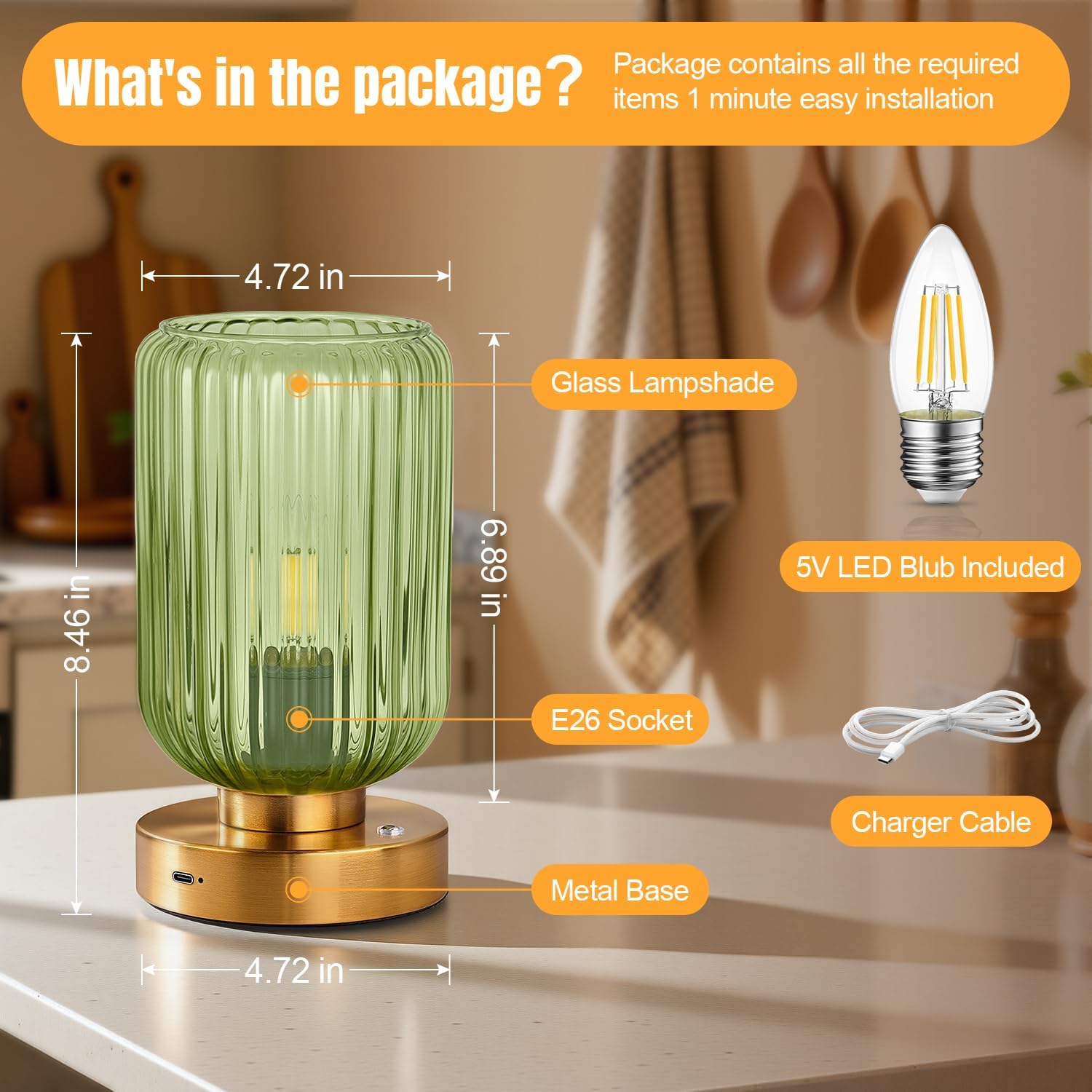 LightRound Cordless Table Lamp for Bedroom, 7500mAh Rechargeable Battery Operated Lamp, Modern Touch Dimmable Wireless Lamp Gold Base…