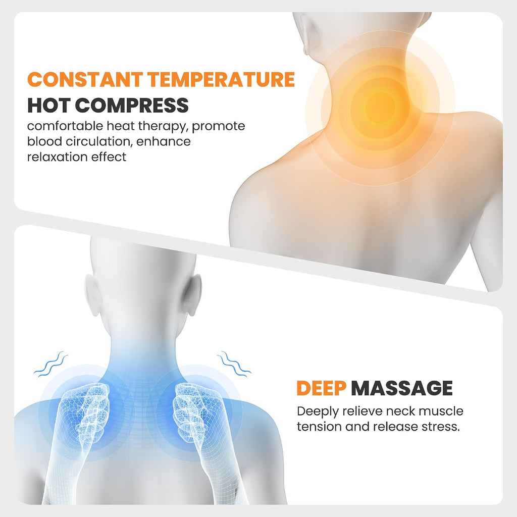 3-in-1 Neck Massage Pillow—with Heat, Massage, and Traction Stretching, Deep Tissue Massage Relieves Shoulder and Neck Muscle Pain and…