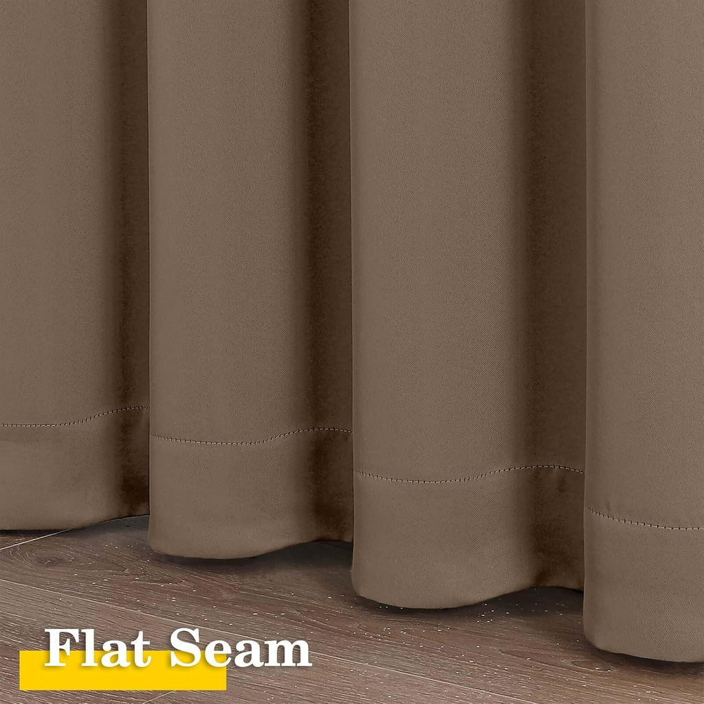 WelvetBLK Brown Room Darkening Curtains for Bedroom Living Room 45 Inch Length 2 Panels Set, Soft Solid Thermal Insulated Rod Pocket Short…