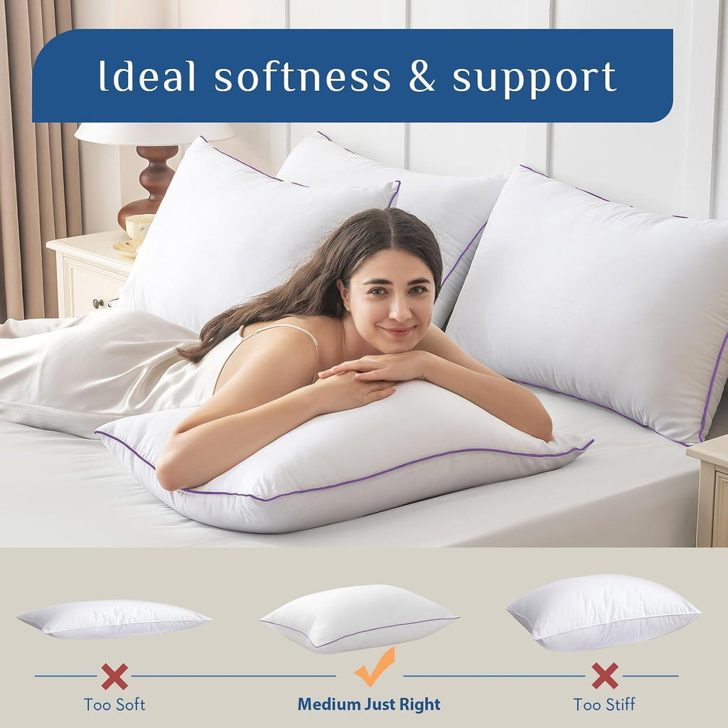 Jollyvogue Pillows King Size Set of 2, Washable Supportive Bed Pillows with Super Soft Down Alternative Fill, Luxury Fluffy Hotel Quality f…