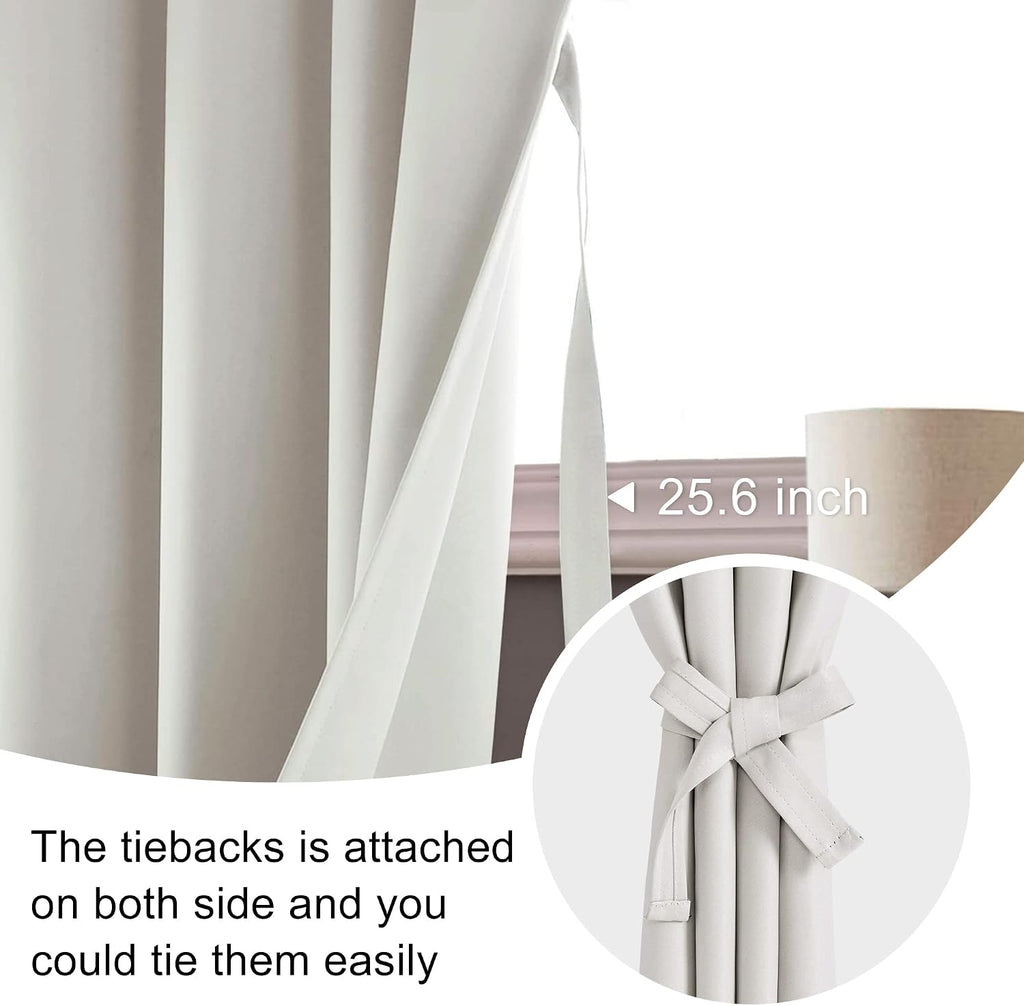 Jiuzhen Blackout Curtains for Bedroom - Thermal Insulated Room Darkening Noise Reducing, 42 x 45 Inch Length Curtains for Living Room, Set…