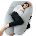 Meiz Pregnancy Pillow, Cooling Pregnancy Pillows for Sleeping, Full Body Pregnancy Pillow with Reversible Cooling Jersey Cover & Velvet Cov…
