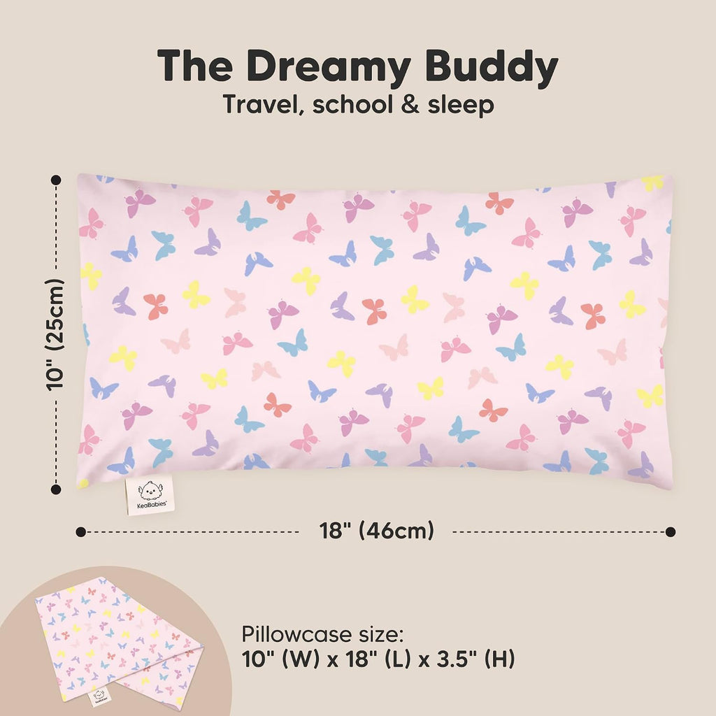 Toddler Pillow with Pillowcase - 10x18 My Little Dreamy Kids Travel Bed Pillows for Sleeping, Organic Cotton Small Pillowcase, Soft &…
