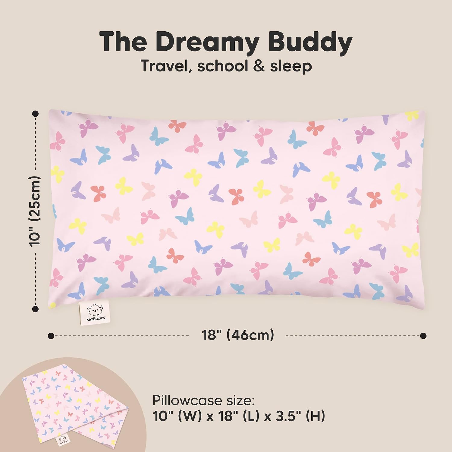 Toddler Pillow with Pillowcase - 10x18 My Little Dreamy Kids Travel Bed Pillows for Sleeping, Organic Cotton Small Pillowcase, Soft &…