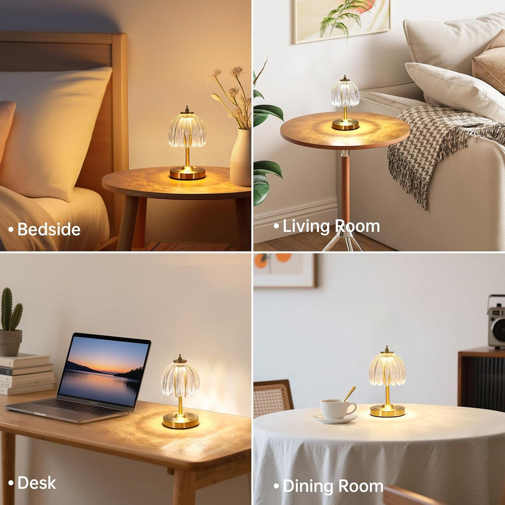 Shenmoyl Tulip Small Table Lamp, 5200mAh Cordless Touch Control Mini Table Lamp with 3 Color Temps & Stepless Dimming, Perfect for Small Sp…
