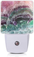 Color Pink Fluorite Crystal Stone Night Light Plug-in LED Nightlights Auto Sensor Night Lamp Dusk-to-Dawn Lamp Home Decor for Nursery…