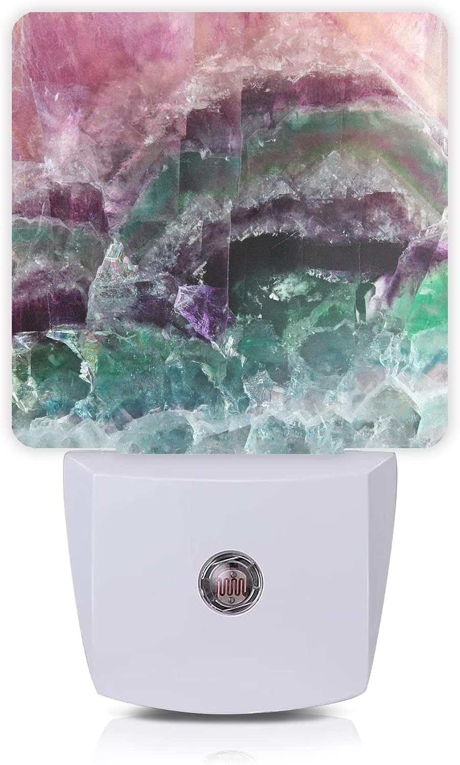 Color Pink Fluorite Crystal Stone Night Light Plug-in LED Nightlights Auto Sensor Night Lamp Dusk-to-Dawn Lamp Home Decor for Nursery…
