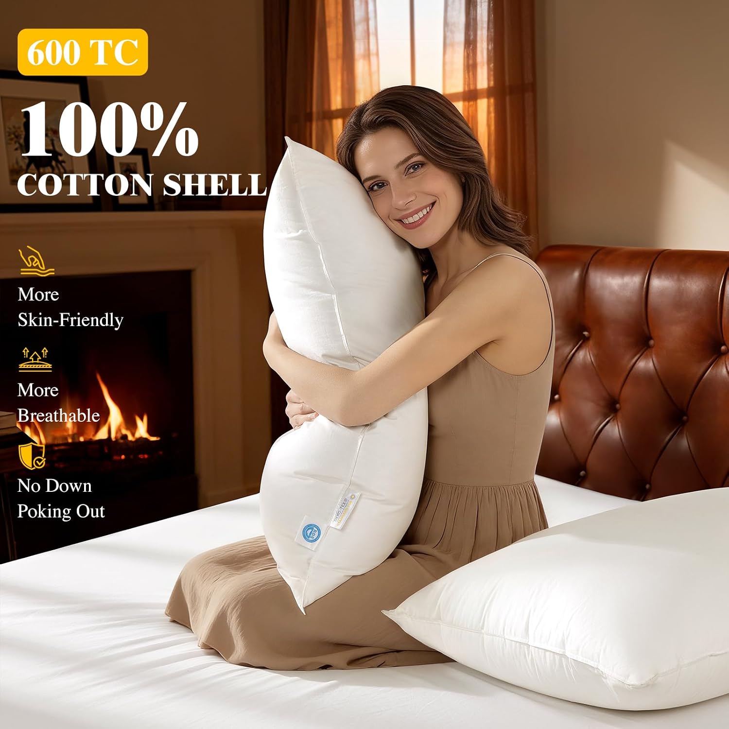 Lianlam Luxury Canadian White Goose Down Pillow Standard Size- 750+ Fill Power, 800 Thread Count Cotton Shell, Soft Down Pillows for Sleepi…