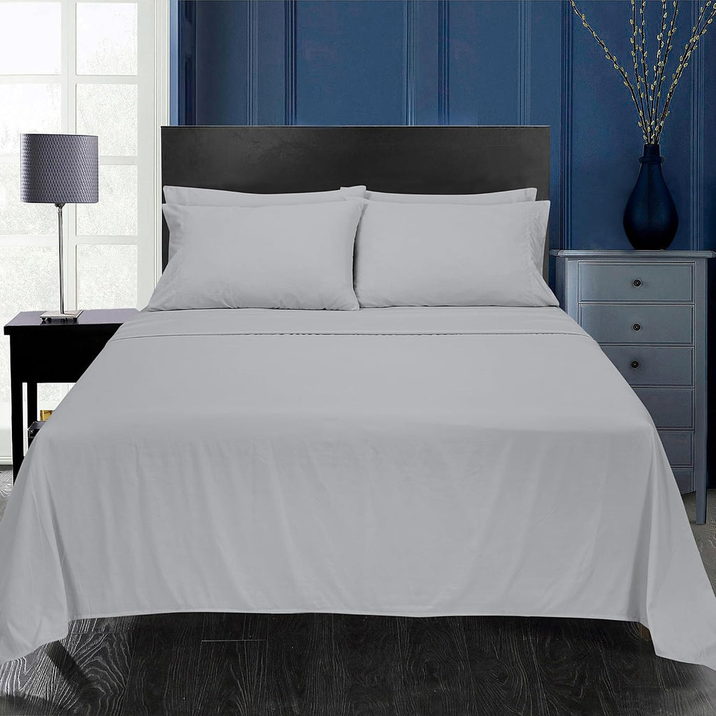 Royalelinens ROYALE LINENS 1500 Thread Count Cooling Sateen Poly/Cotton Sheet Set - 6 Piece Queen Bed Sheets - 1 Fitted, 1 Flat, 4 Pillow C…