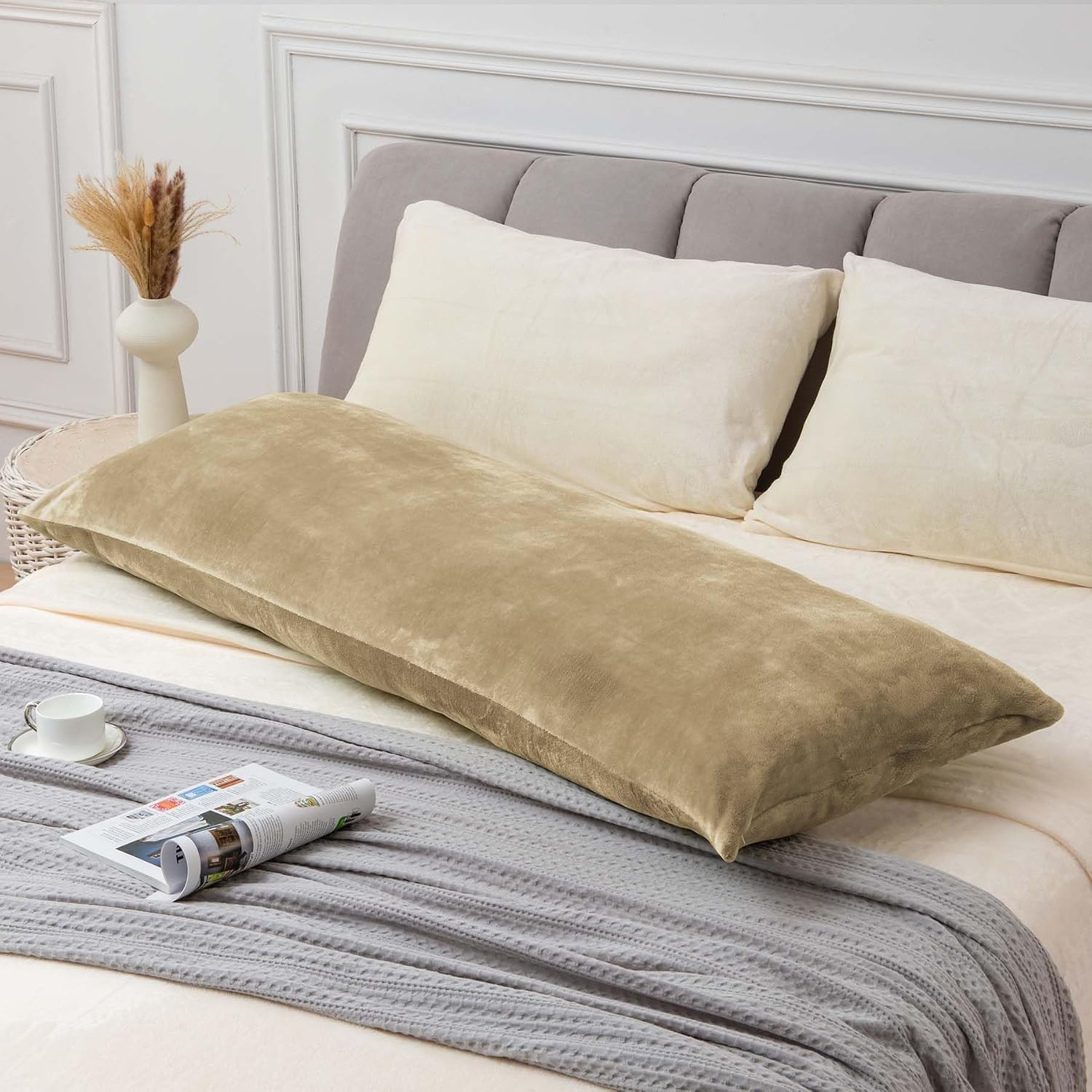 Bedelite Body Pillow Cover with Zipper Closure, Super Soft and Cozy Fuzzy Fleece Pillowcase 20 x 54 Inches, Luxury Fluffy Plush Long Body P…