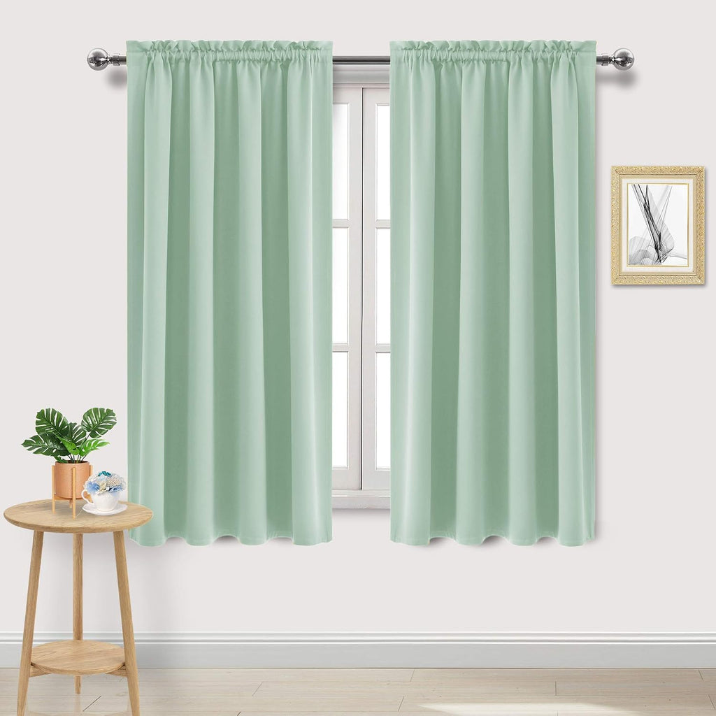 Dwcn Blackout Curtains Room Darkening Thermal Insulated Bedroom Curtains Window Curtain Panels, 52 x 63 inches Long, Set of 2 Light Green R…