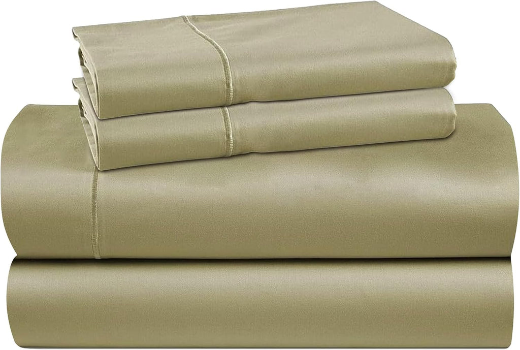 Ambra Linens 100% Organic Cotton Sheets for Queen Size Bed Set - 4 PC Organic Queen Sheets Set - Soft, Comfy, Breathable & Cooling - 16” De…