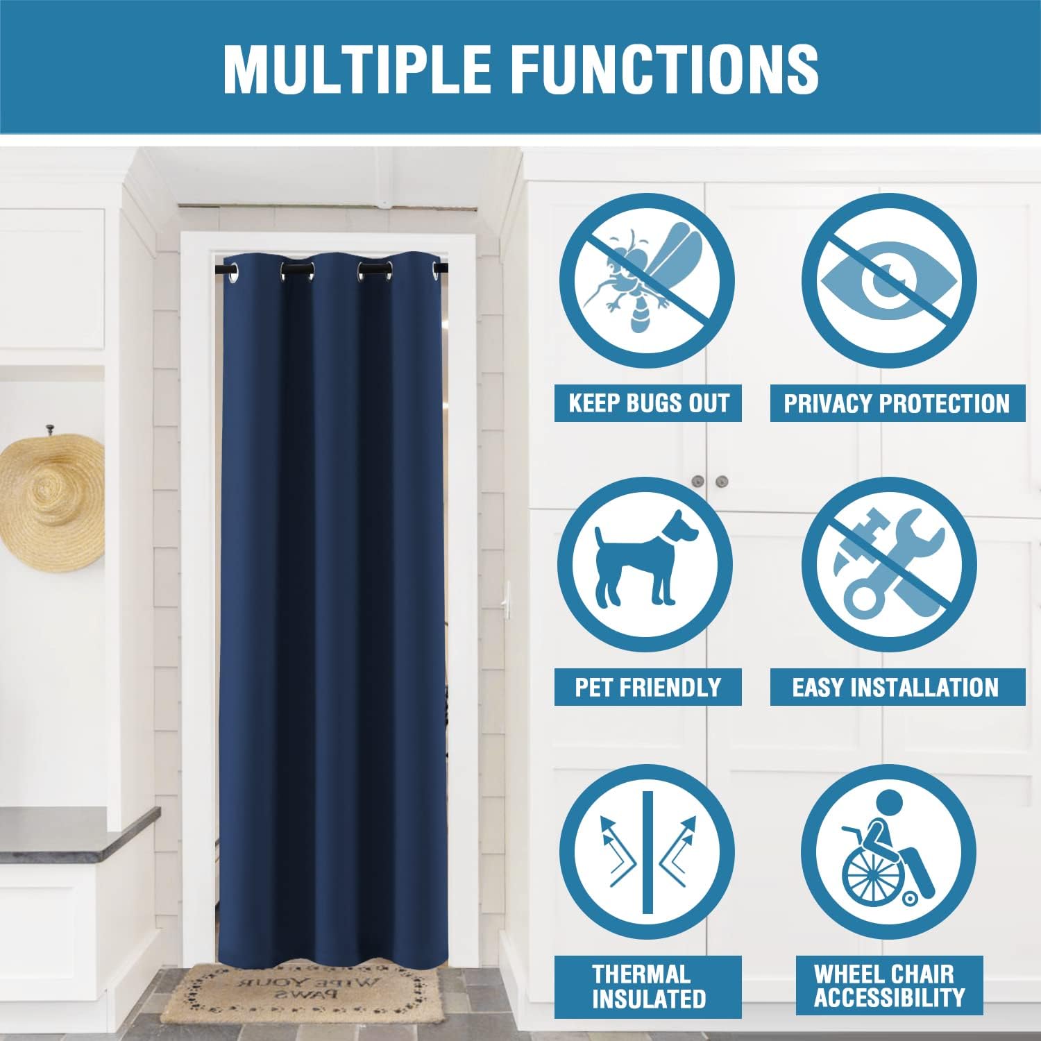 H.VERSAILTEX Doorway Curtain Blackout Closet Door Curtain Room Divider Window Treatment Curtain for Bedroom Thermal Insulated P…